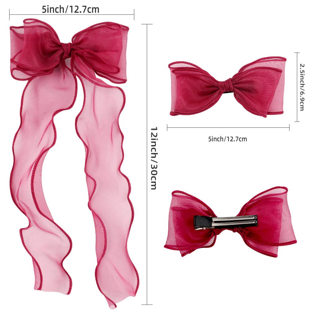 Pink Organza Bow Hairclip - Bow Hairclip - Organza Hairbow